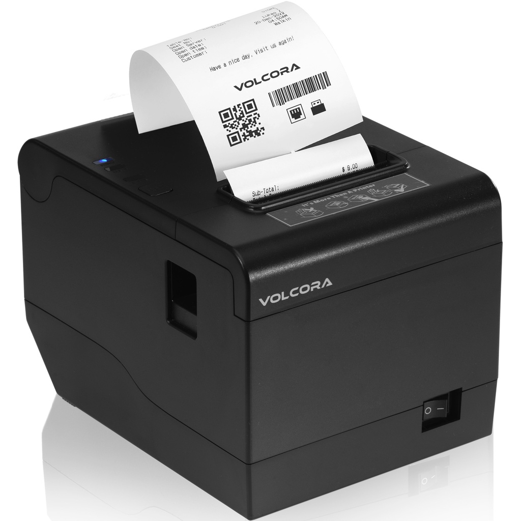 [500210-OC] Volcora Performance 80mm Thermal Receipt Printer USB/Ethernet - V-WRP2 Series - Square (Black / USB and Ethernet)