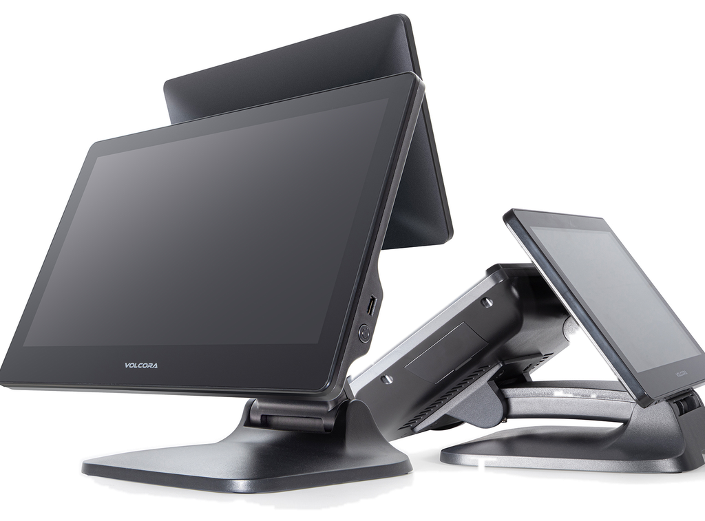 [530061-OC] Volcora POS Terminal Fold 15.6" - Intel Processor Windows 11 Professional - Dual Hinge Adjustable Wide Touchscreen Point-Of-Sale (Black / Dual 15.6" + 11.6" Touch Screen / Intel Core i5-4th + 8G RAM + 128G Disk)