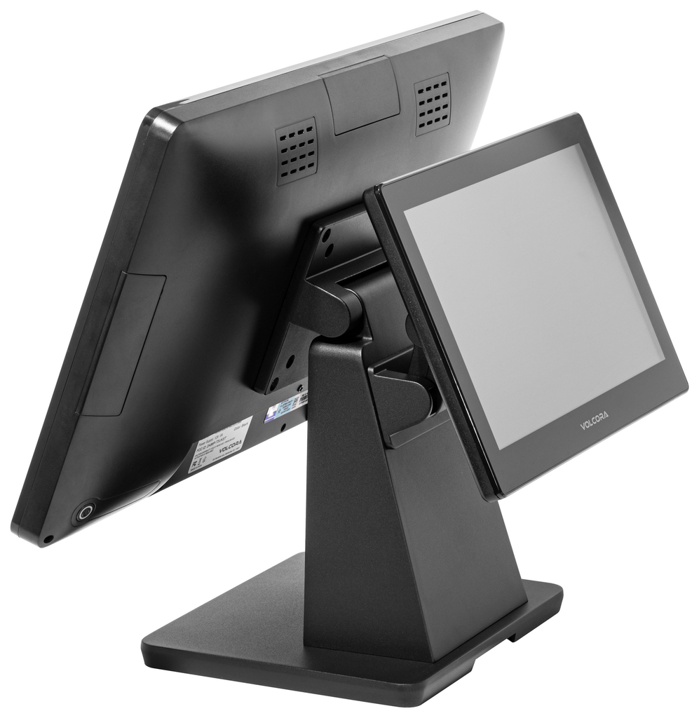 [530039-8-OC] Volcora POS Terminal Standard Petite 15" - Intel Core i5/N97 - 4:3 Aspect Ratio Touchscreen Point-Of-Sale - Windows 11 Pro (Black / Dual Screen / Intel i5 4th + 8GB RAM + 128 GB Disk)